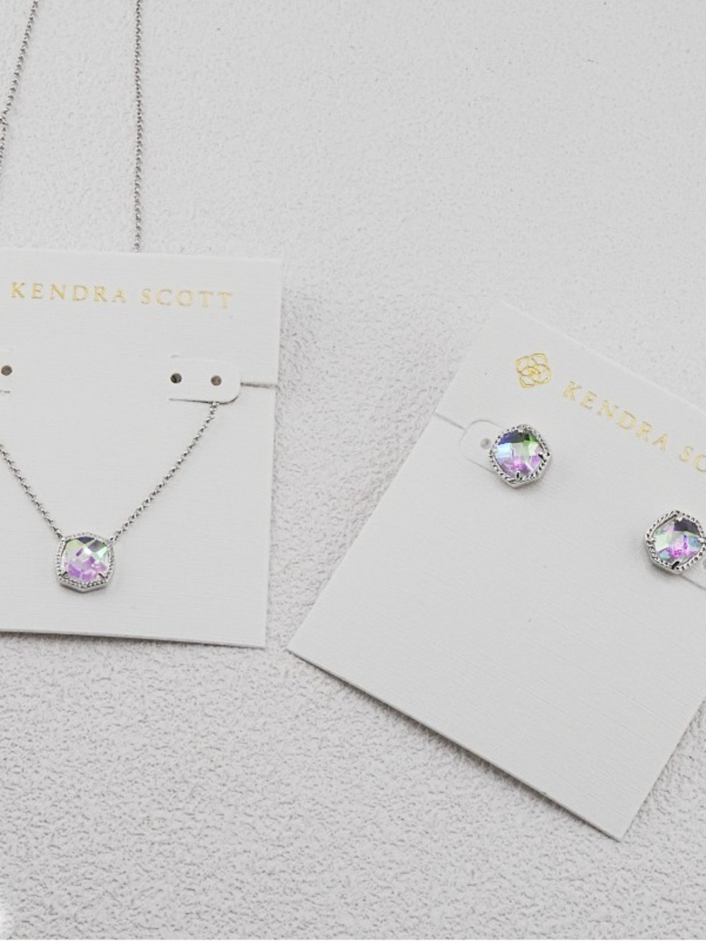 Kendra Scott Iridescent Crystal Pendant Necklace and Stud Earrings - Silver